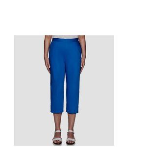 Women's Alfred Dunner Studio Lattice Cuff Blue Capris Size 8 NEW MSRP $48